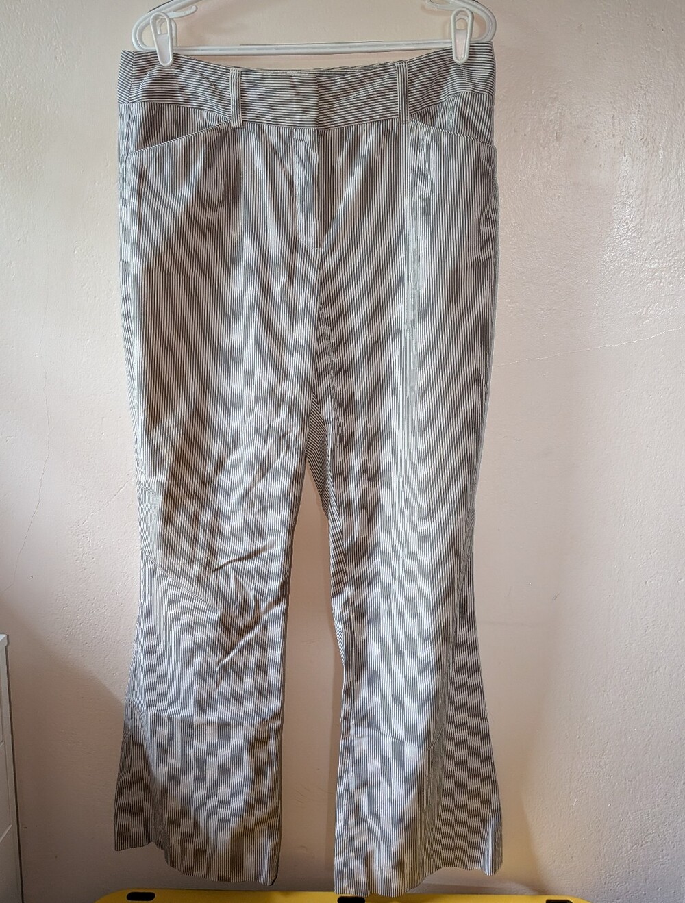 Anne Klein Black and White Pinstripe Boot-Cut Pants